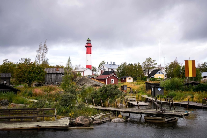 Vissersdorp op het eiland Tankar voor de kust van Finland